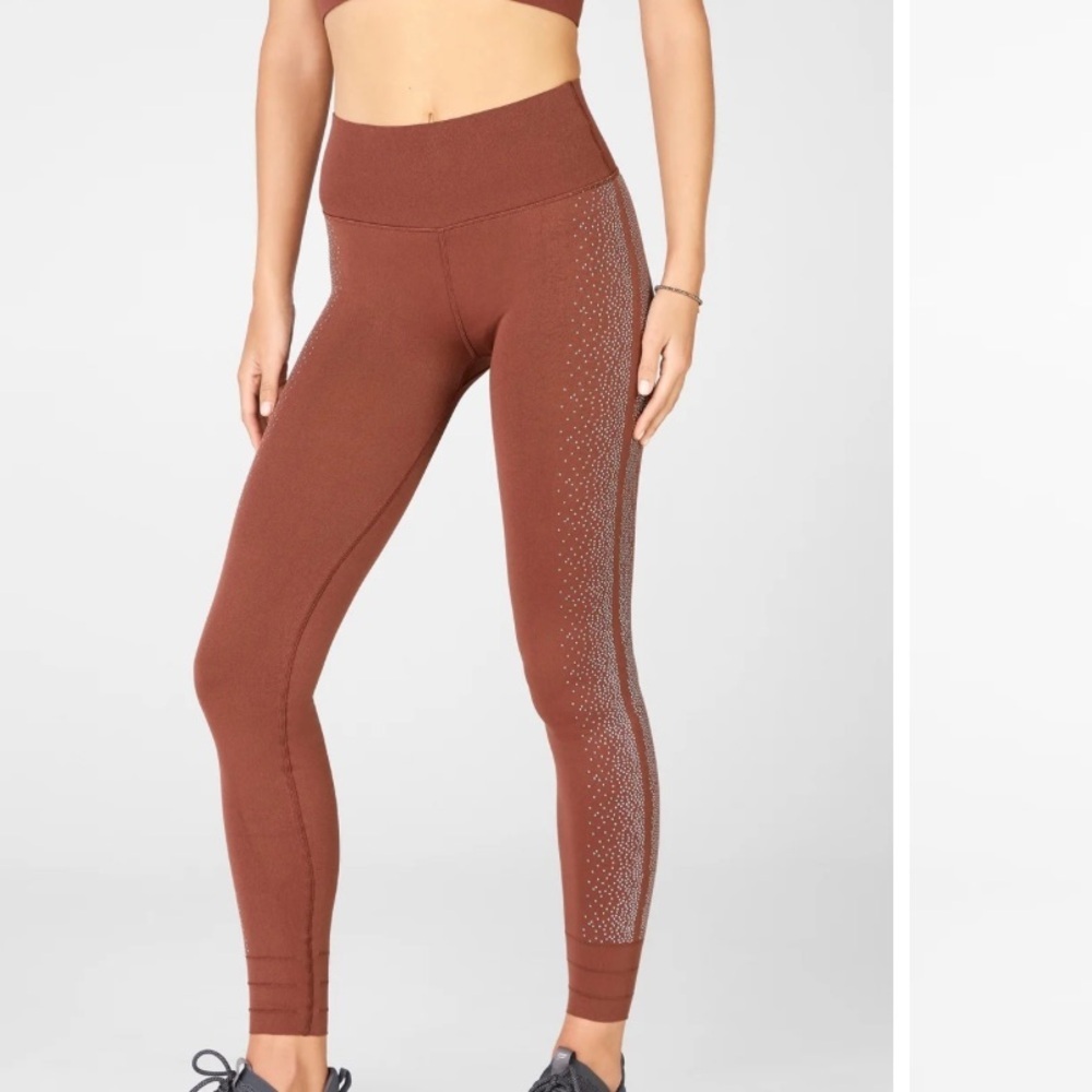Fabletics High-Waisted SculptKnit Reflective Leggings Brown M